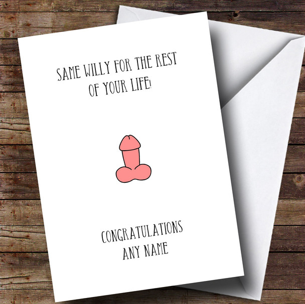 Personalized Funny Same Willy Engagement Card
