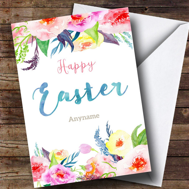 Personalized Floral Border Watercolour Easter Card