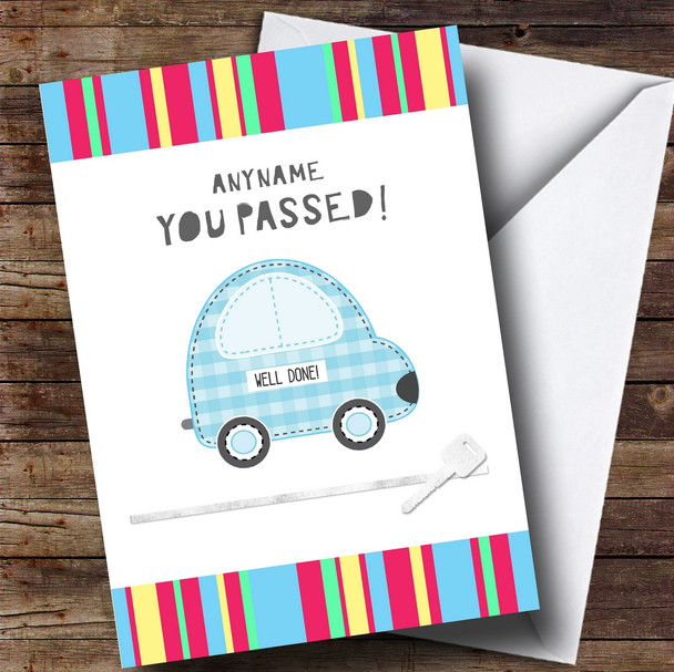 Personalized Colourful Car Passed Passed Driving Test Card