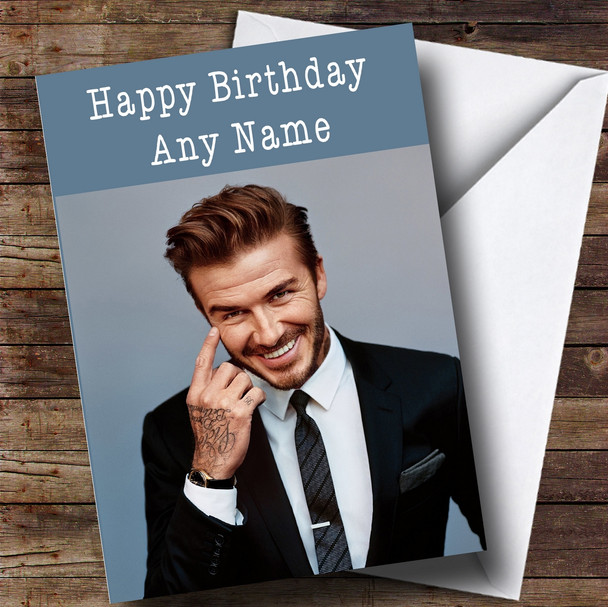 Personalized David Beckham Blue Celebrity Birthday Card