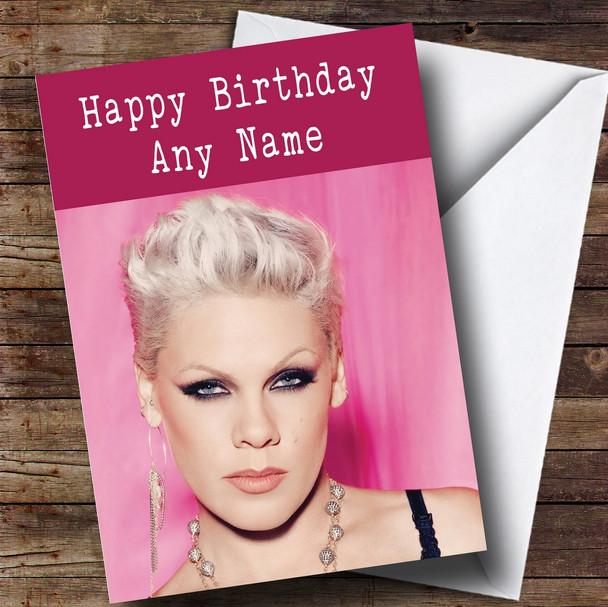 Personalized Pink Celebrity Birthday Card
