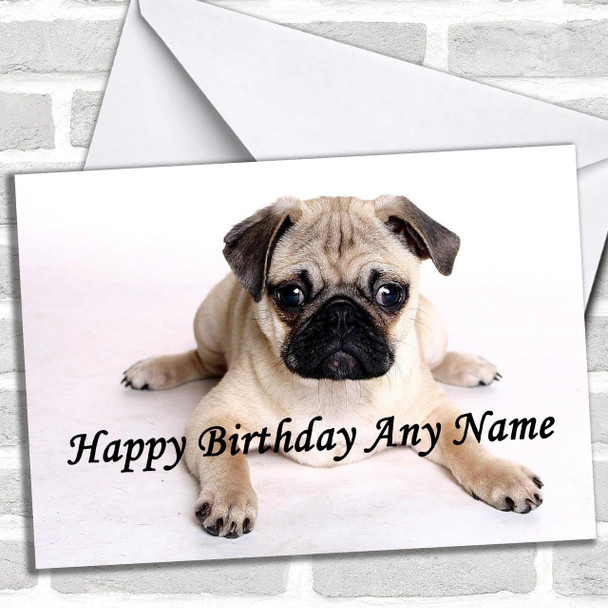 Little Pug Puppy Dog Personalized Birthday Card