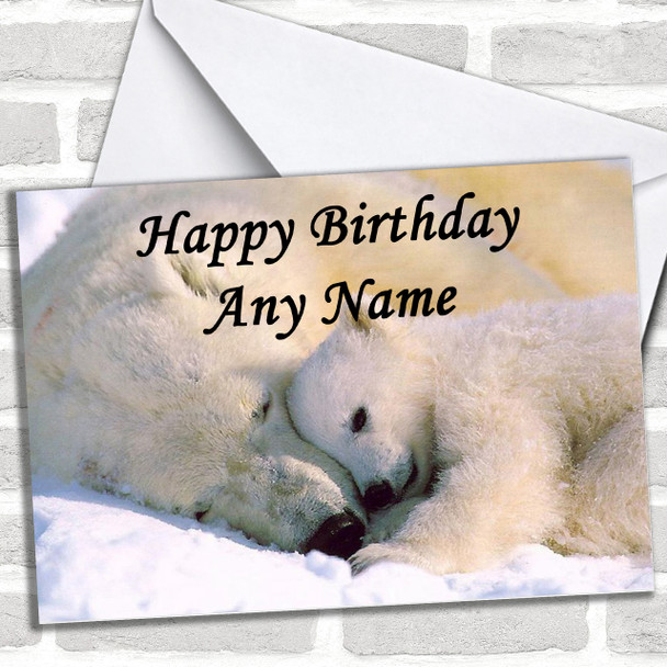 Polar Bear Mum & Baby Personalized Birthday Card