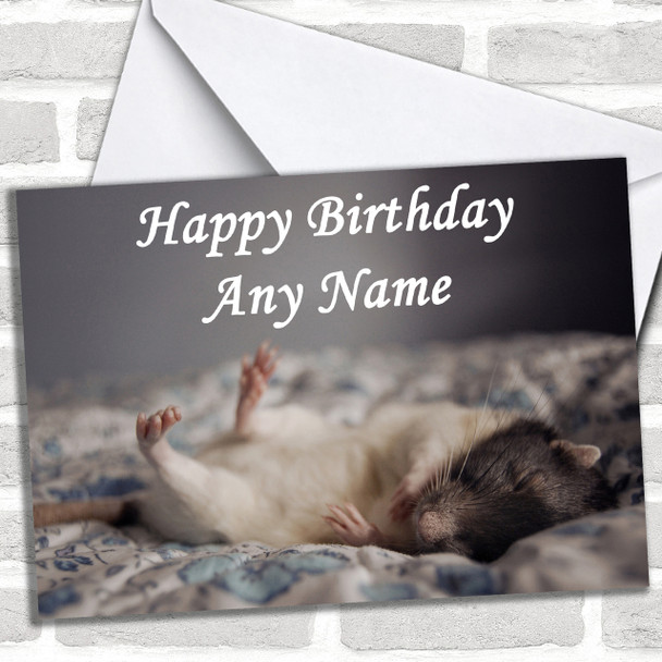 Sleeping Mouse Personalized Birthday Card