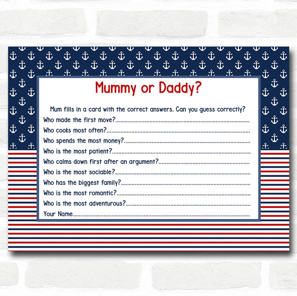 Nautical Baby Shower Games Guess Who Game Cards