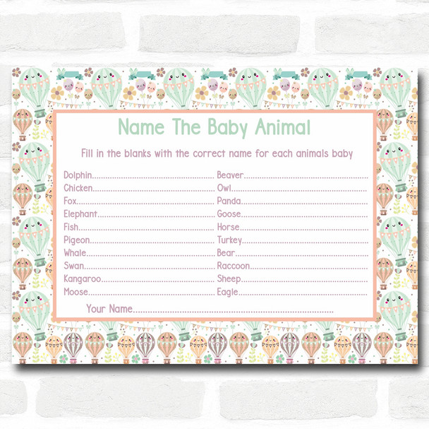 Neutral Hot Air Balloons Baby Shower Games Baby Animal Cards Neutral Hot Air Balloons Baby Shower Games Baby Animal Cards