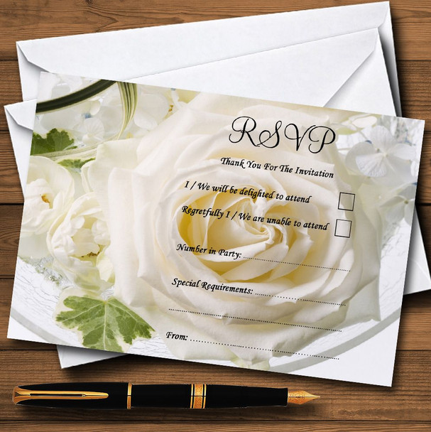 White Rose Personalized RSVP Cards