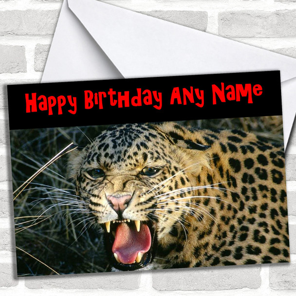 Scary Leopard Personalized Birthday Card