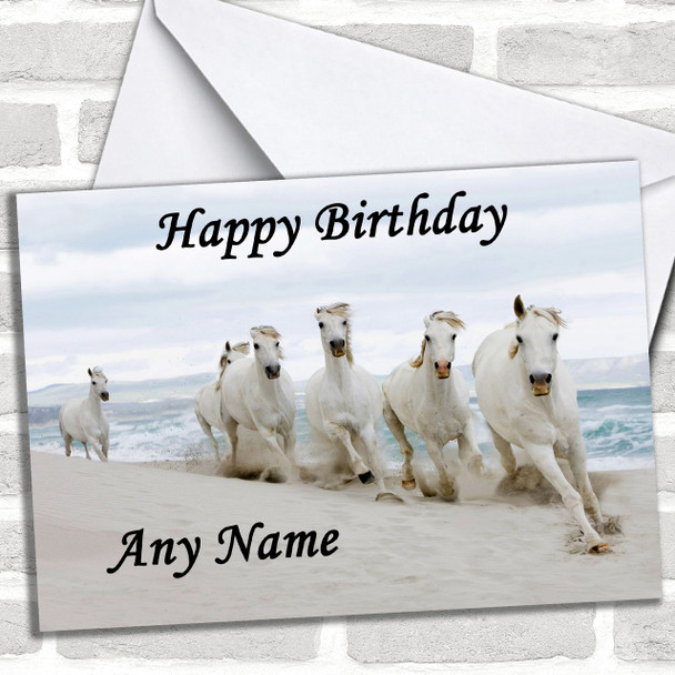 Stunning Horses On The Beach Personalized Birthday Card