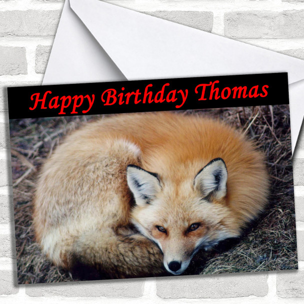 Resting Fox Personalized Birthday Card
