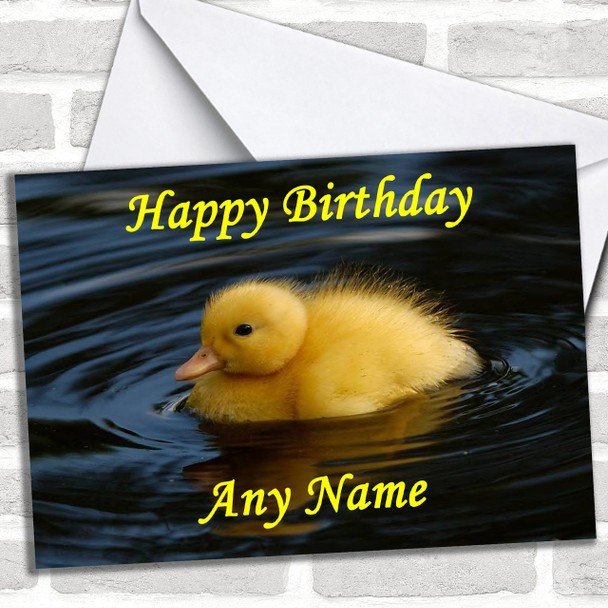 Duckling In Water Personalized Birthday Card