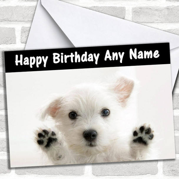 White Terrier Dog Funny Personalized Birthday Card