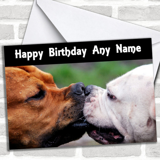 Kissing Dogs Personalized Birthday Card