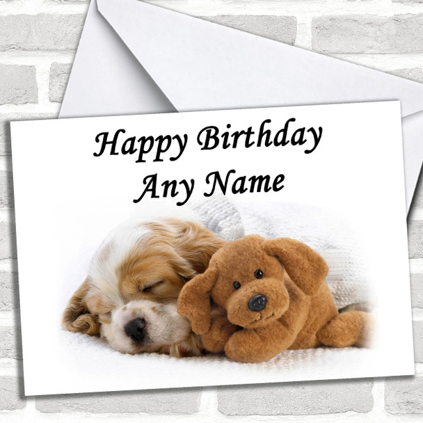Puppy Dog & Teddy Sleeping Personalized Birthday Card