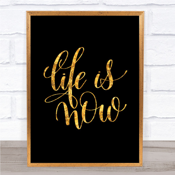 Life Snow Quote Print Black & Gold Wall Art Picture