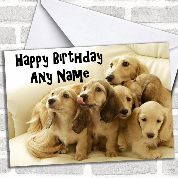 Dachshund Puppy Dogs Personalized Birthday Card