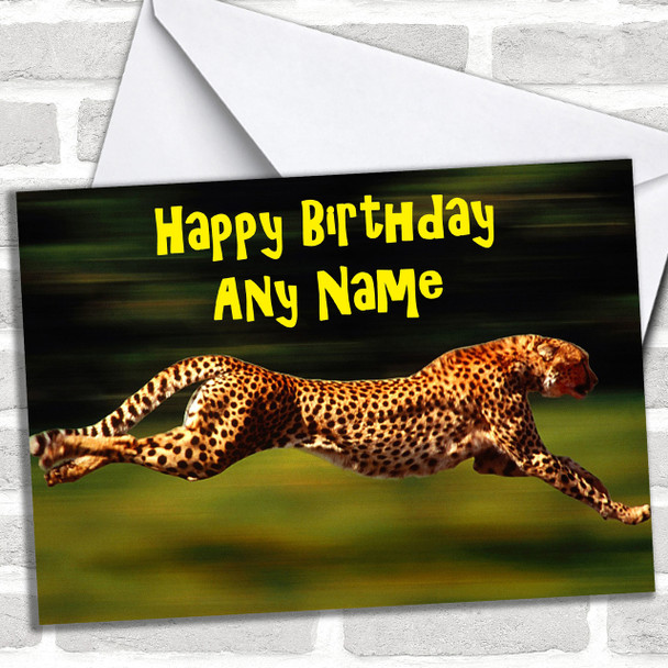 Fast Speedy Cheetah Personalized Birthday Card