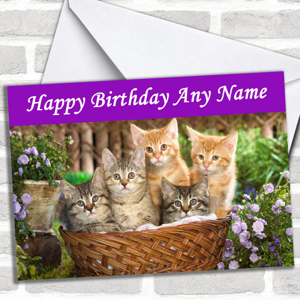 Kittens In A Basket Personalized Birthday Card
