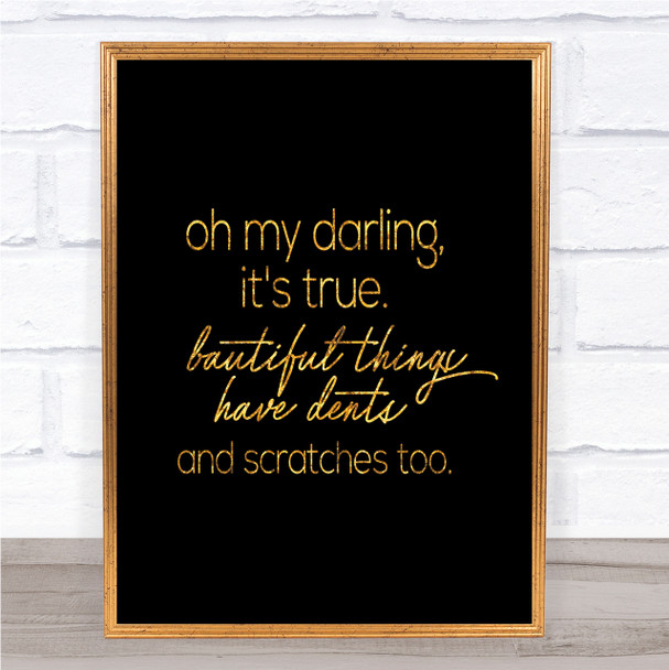 Oh My Darling Quote Print Black & Gold Wall Art Picture