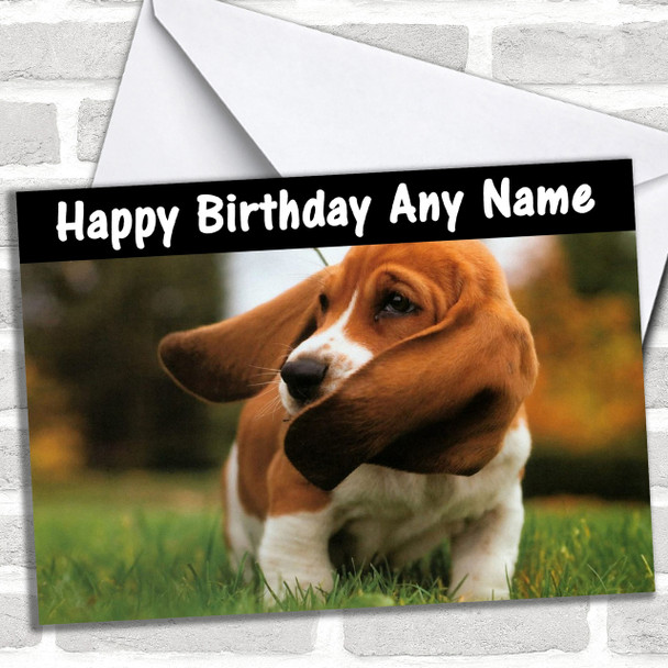 Gorgeous Basset Hound Dog Personalized Birthday Card