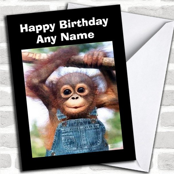 Sweet Baby Monkey Big Eyes Personalized Birthday Card