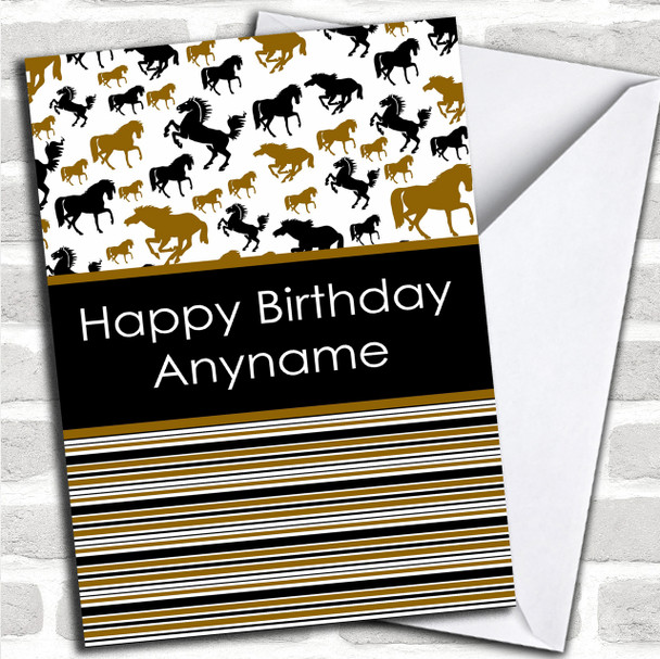 Stripy Horses Personalized Birthday Card