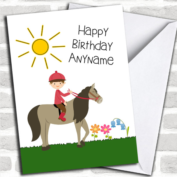 Pony Horse Riding Boy Personalized Birthday Card