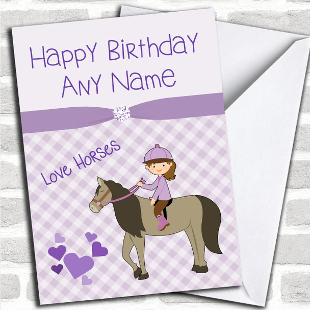 Lilac Horse Lover Personalized Birthday Card