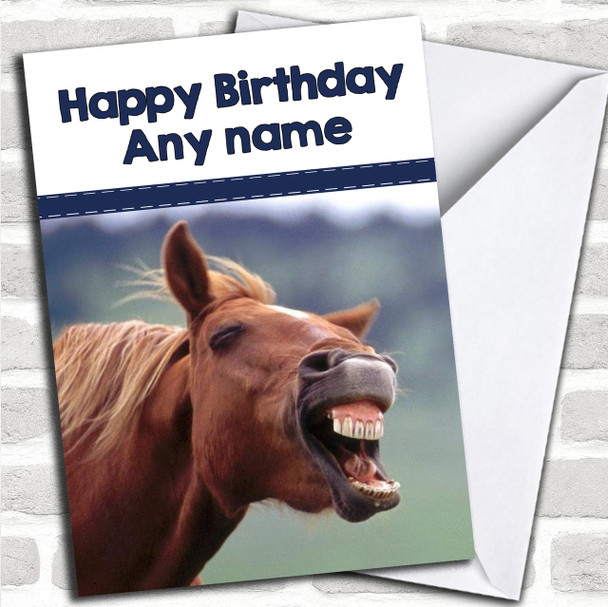 Funny Laughing Horse Personalized Birthday Card