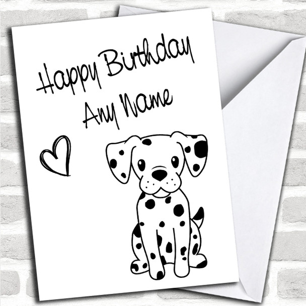 Cute Stick Dalmatian Dog Personalized Birthday Card