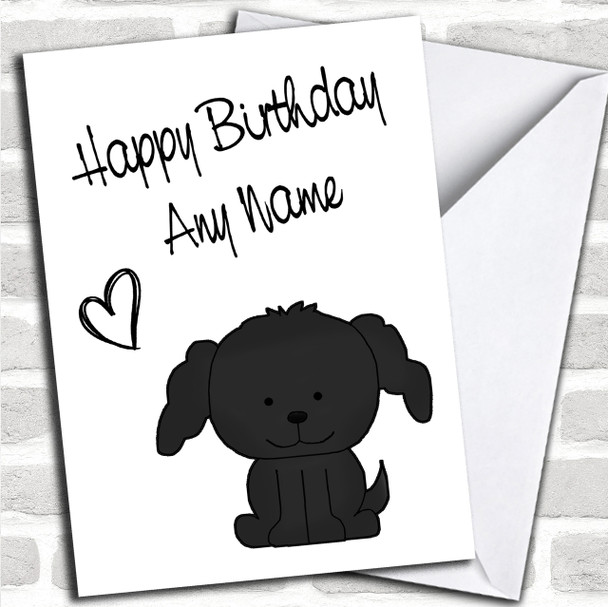 Cute Black Stick Dog Personalized Birthday Card