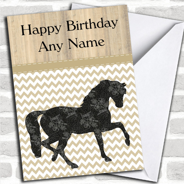 Chevron Patterned Horse Personalized Birthday Card
