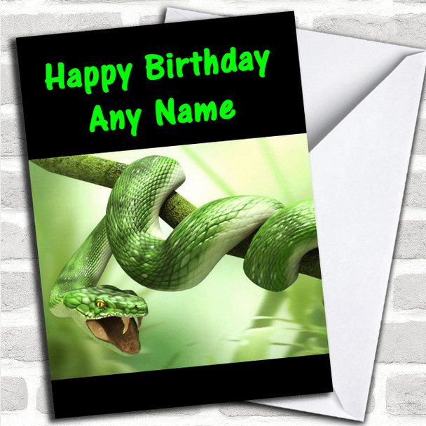 Green Snake Personalized Birthday Card