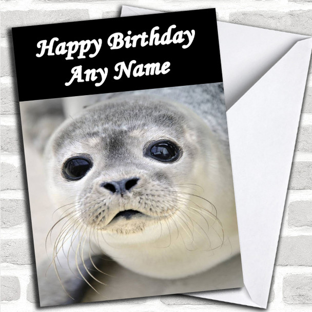 Adorable Seal Face Personalized Birthday Card