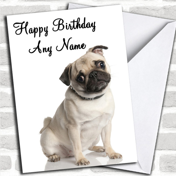Beautiful Pug Dog Personalized Birthday Card