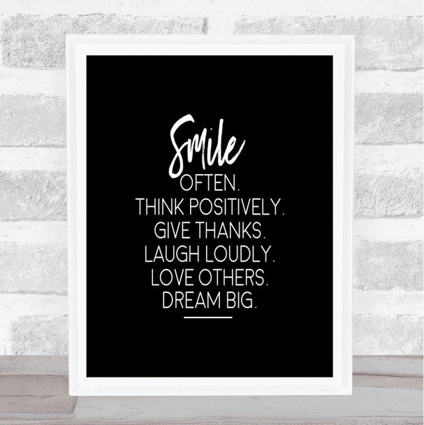 Smile Often Quote Print Black & White