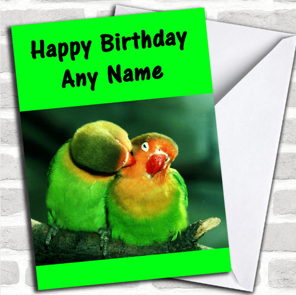 Kissing Parrots Personalized Birthday Card