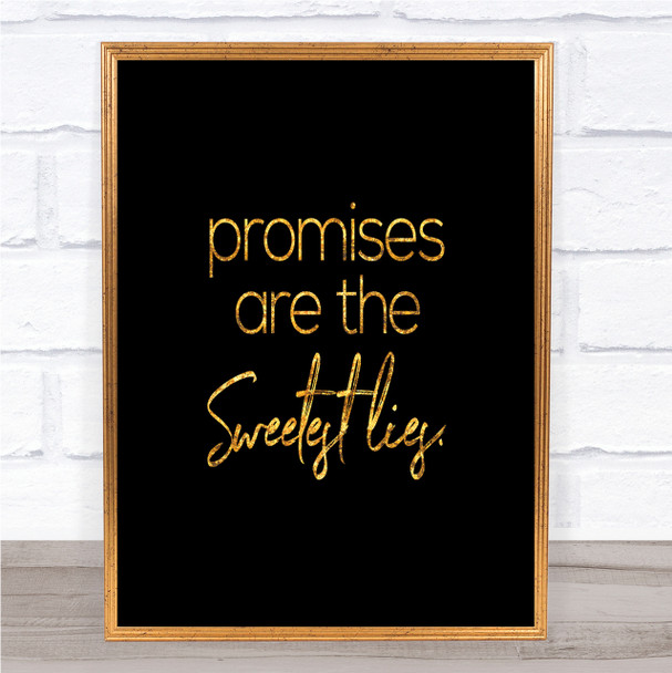 Promises Quote Print Black & Gold Wall Art Picture