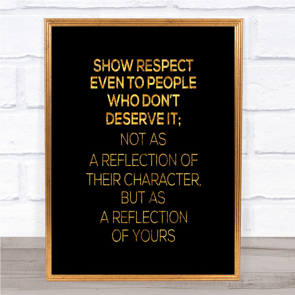 Reflection Of Yours Quote Print Black & Gold Wall Art Picture