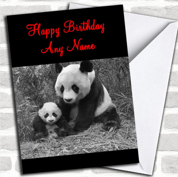 Panda & Baby Personalized Birthday Card