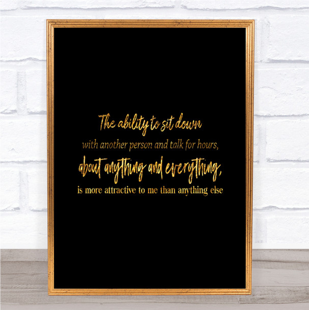 Ability To Sit Down Quote Print Black & Gold Wall Art Picture