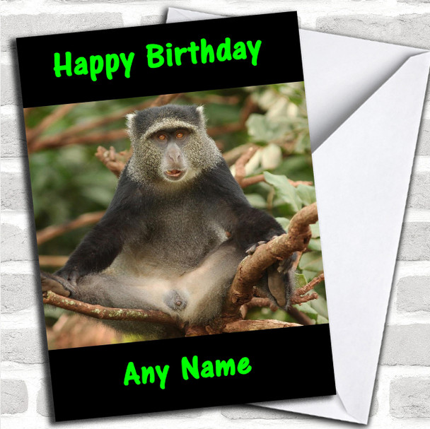 Funny Monkey With Legs Open Personalized Birthday Card