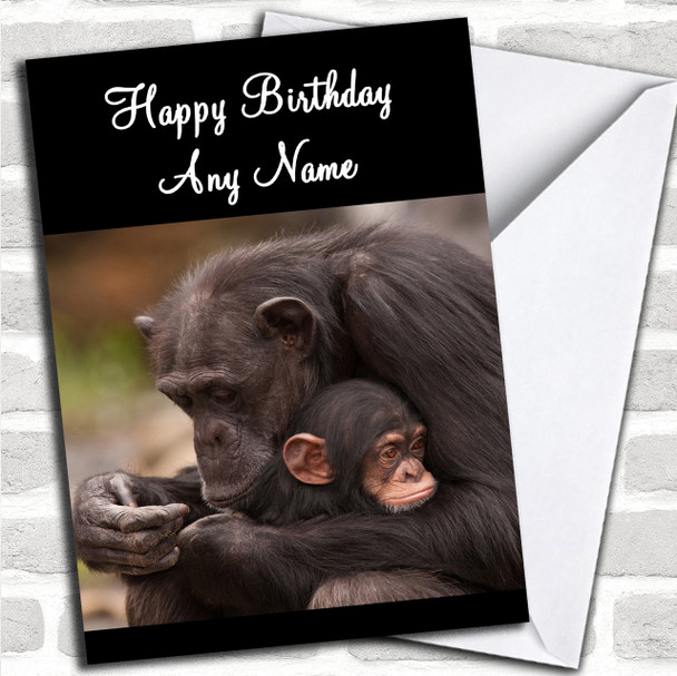 Mum & Baby Monkey Personalized Birthday Card