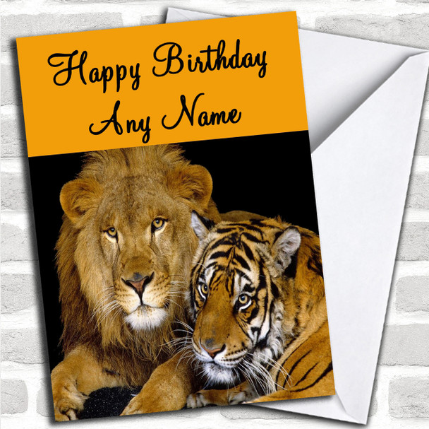 Lion & Tiger Personalized Birthday Card