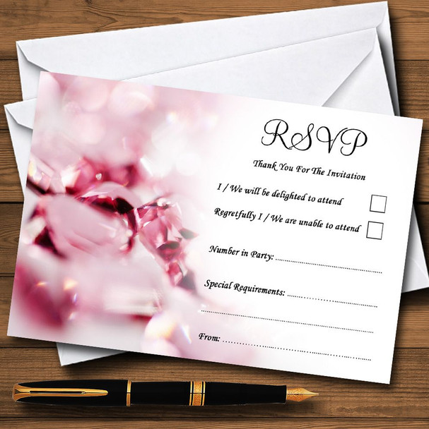 Pink Crystal Diamond Personalized RSVP Cards