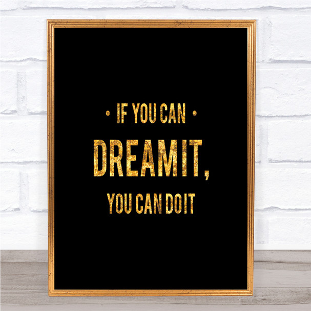 You Can Do It Quote Print Black & Gold Wall Art Picture