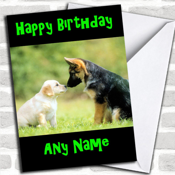 Dogs Touching Noses Personalized Birthday Card