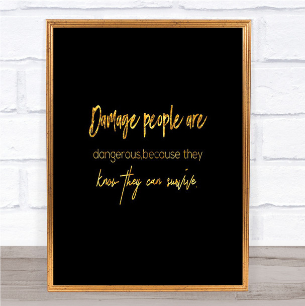 Can Survive Quote Print Black & Gold Wall Art Picture