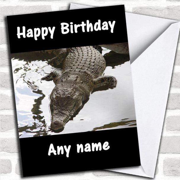 Black & White Crocodile Personalized Birthday Card