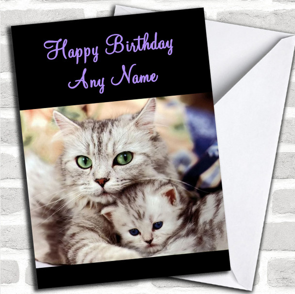 Kitten & Mum Sweet Personalized Birthday Card